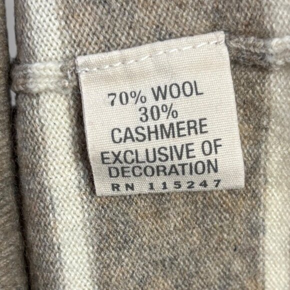 Ruehl No. 925 Cashmere Blend Striped V-Neck Tunic Sweater Sz M Longline Neutral - Picture 5 of 5